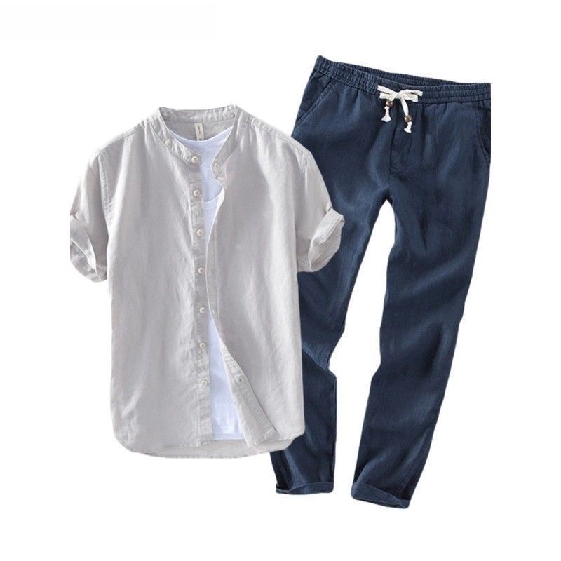 Linen Shirt Breathable - Herren Leinen Kurzarm Freizeithemd und T-Shirt