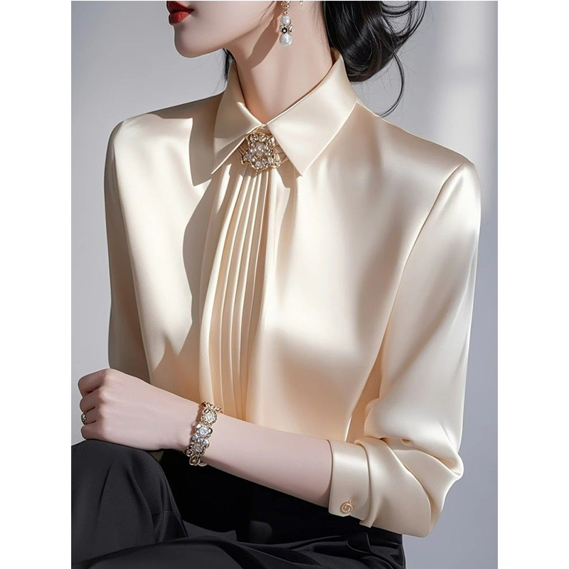 Shirt Camp Collar - 2023 frühjahr Neue Temperament Satin Bluse