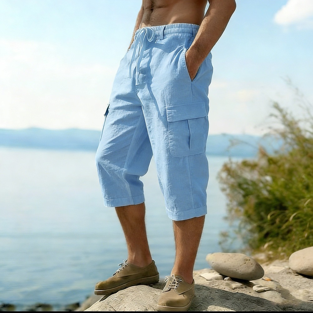 Herren Sommer Baumwoll-Leinen- – Short Linen Drawstring Bewertung und Preis